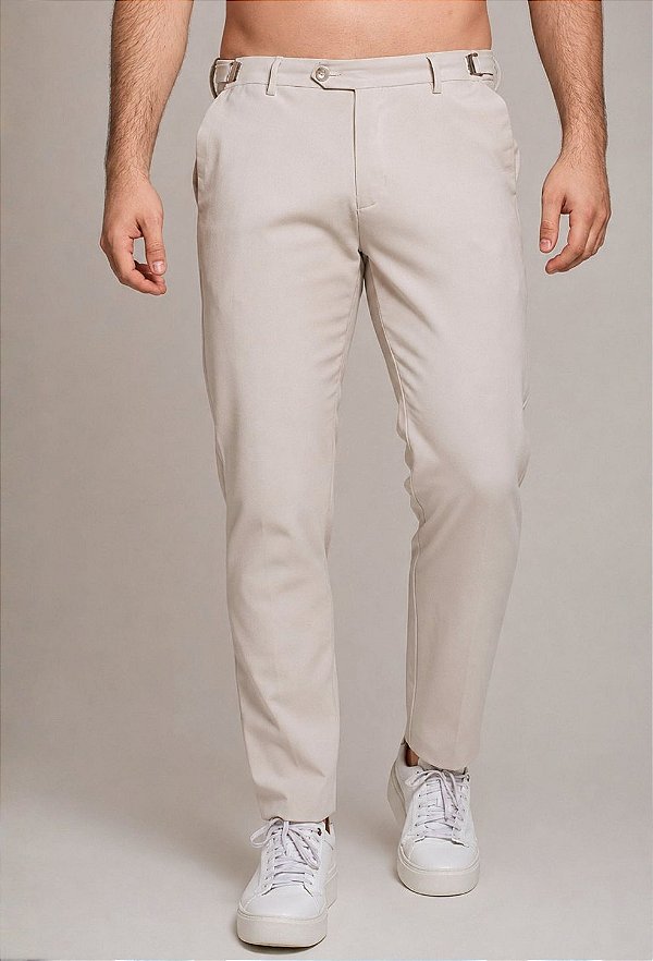 Calça Alfaiataria com Ajuste Areia Vidic Slim