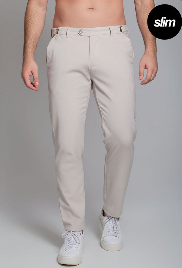 Calça Alfaiataria com Ajuste Areia Vidic Slim