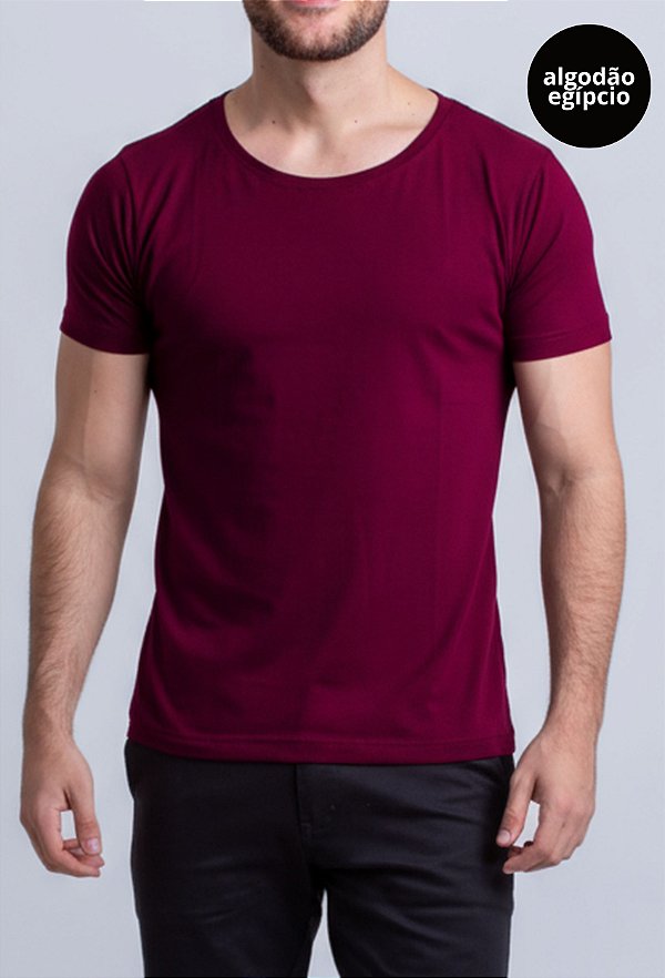 Camiseta Algodão Egípcio Vidic Gola Canoa Bordô