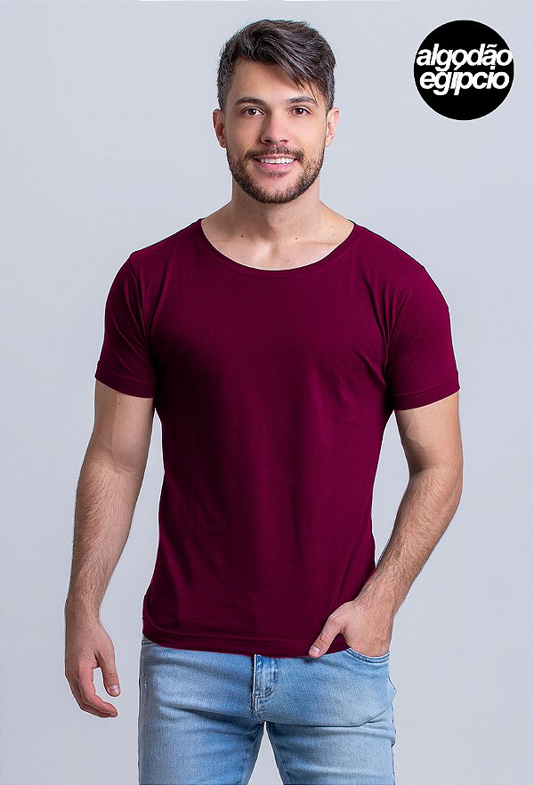 Camiseta Algodão Egípcio Vidic Gola Canoa Bordô