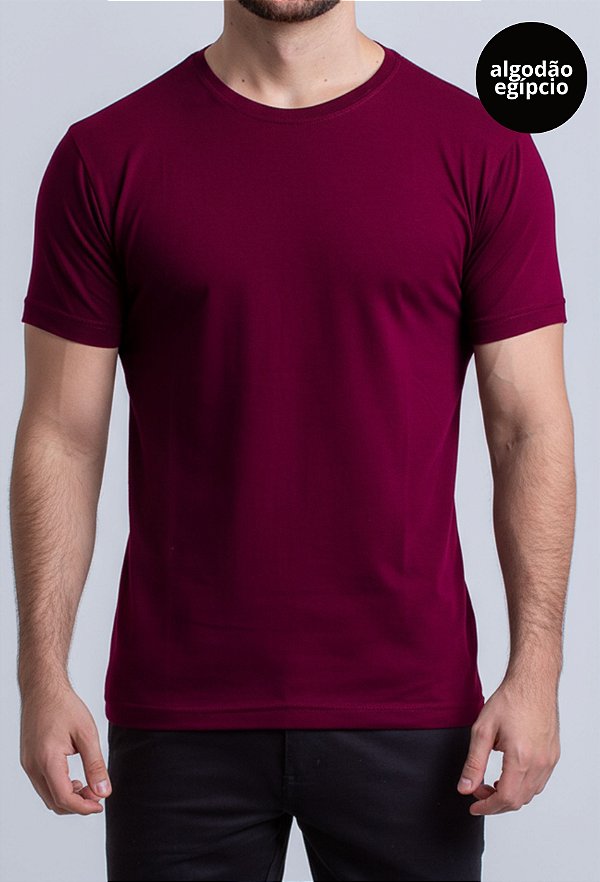 Camiseta Algodão Egípcio Vidic Gola Redonda Bordô