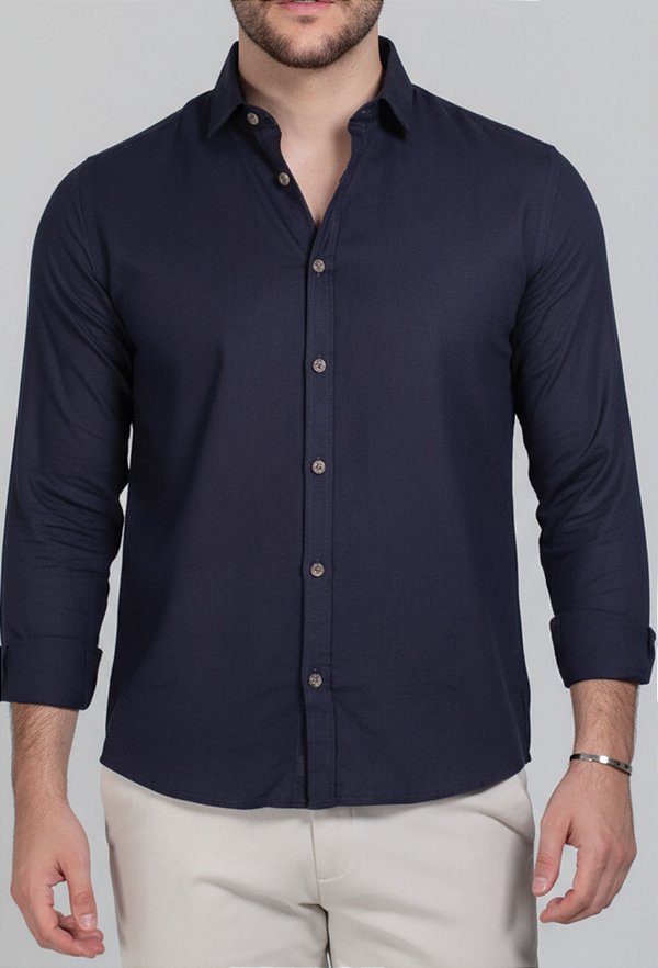 Camisa Linho Panamá Marinho Vidic