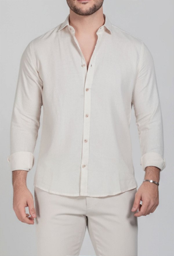 Camisa Linho Panamá Bege Vidic