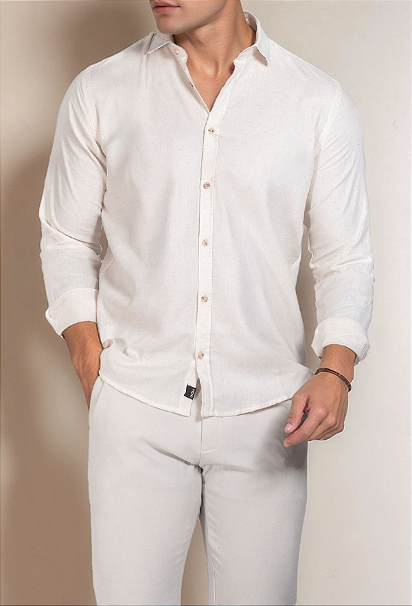 Camisa Linho Panamá Bege Vidic