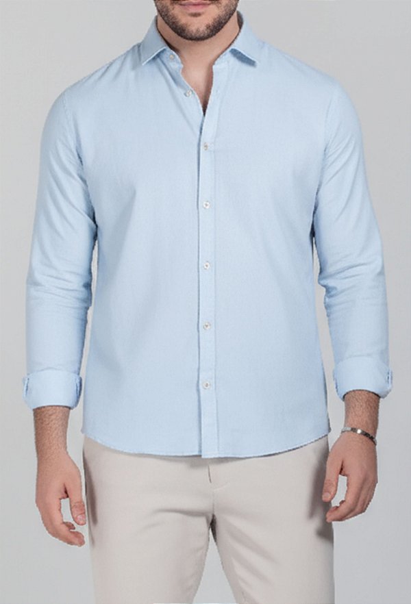 Camisa Linho Panamá Azul Claro Vidic