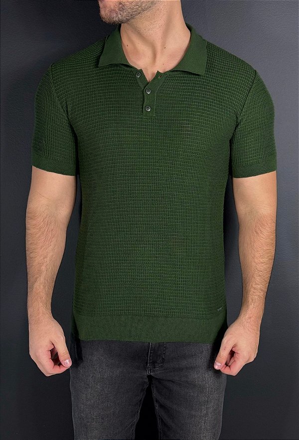 Polo Tricot Texture Verde Vidic