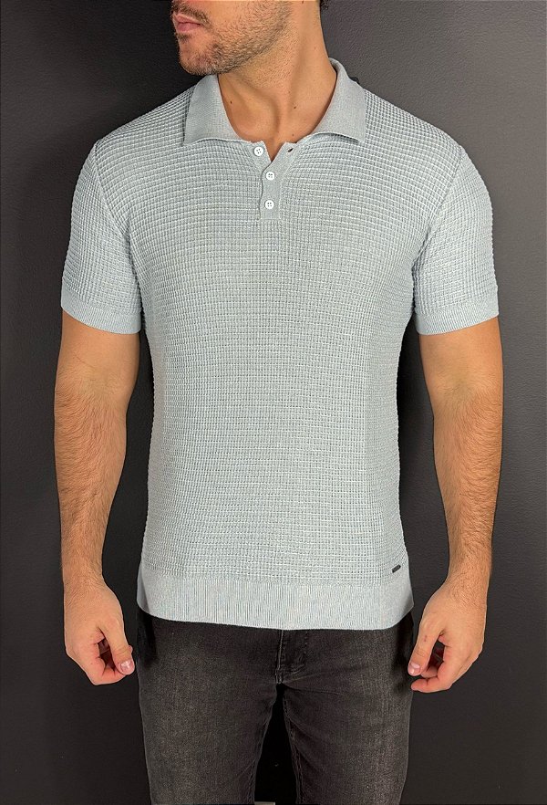 Polo Tricot Texture Azul Claro Vidic