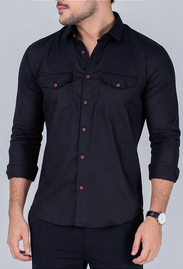 Camisa de Sarja Preta Vidic