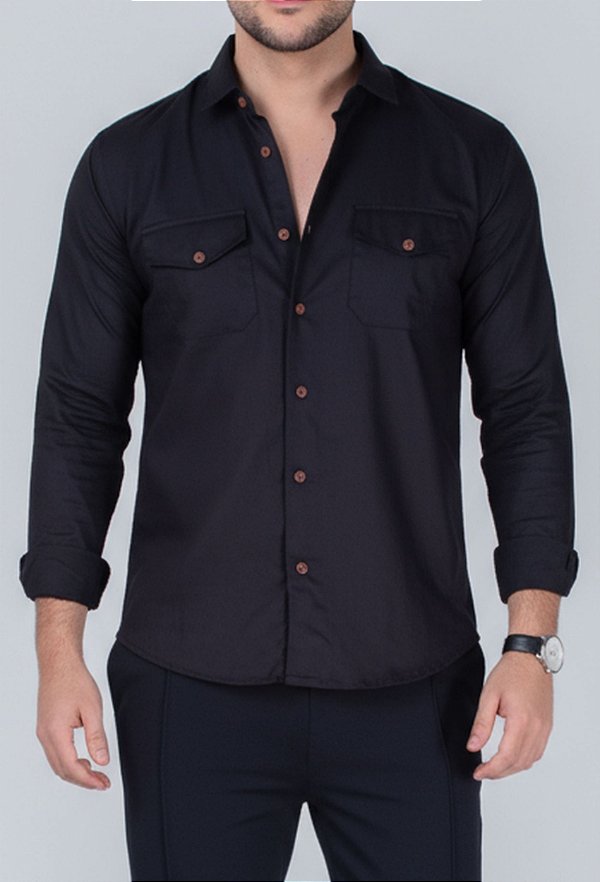 Camisa de Sarja Preta Vidic