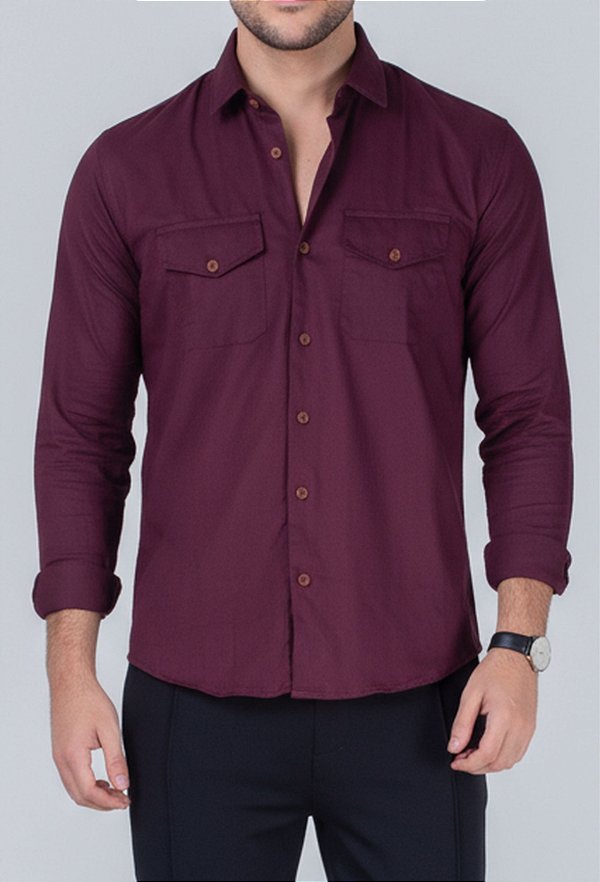 Camisa de Sarja Vinho Vidic