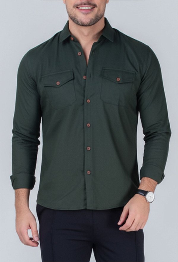 Camisa de Sarja Verde Militar Vidic