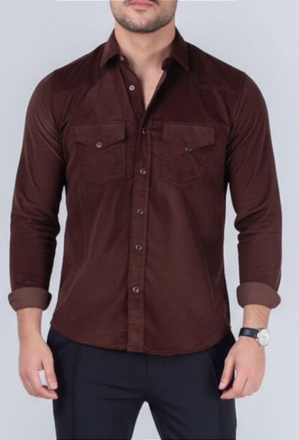 Camisa Cotelê Marrom Vidic