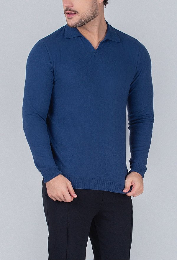 Suéter Polo V Lisbon Azul