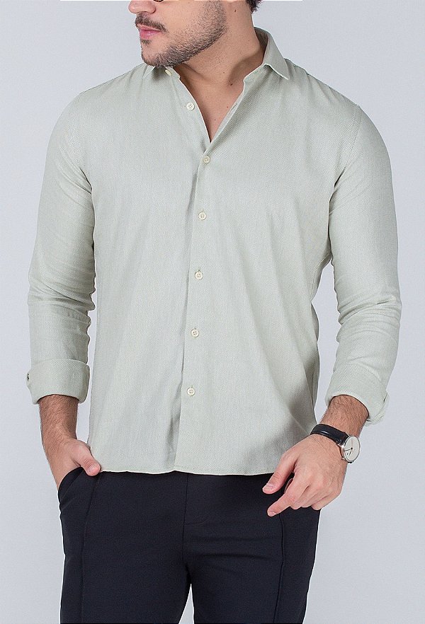 Camisa Maquinetada Verde Claro Vidic