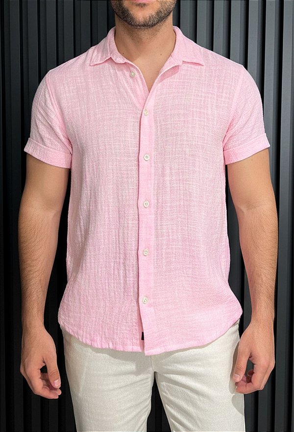 Camisa Resort Vidic Rosa MC