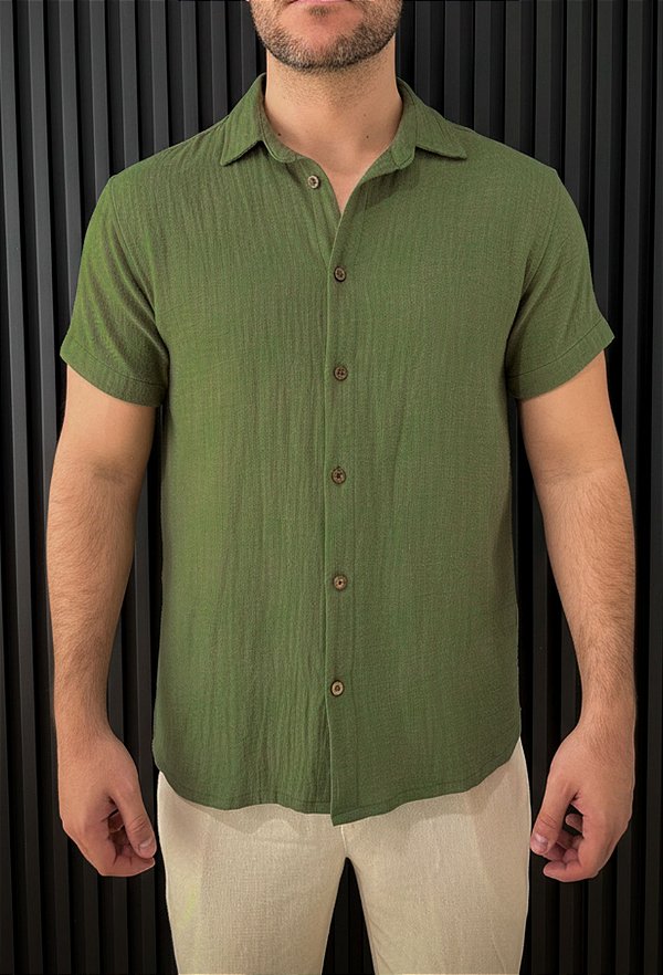 Camisa Resort Vidic Verde Musgo MC