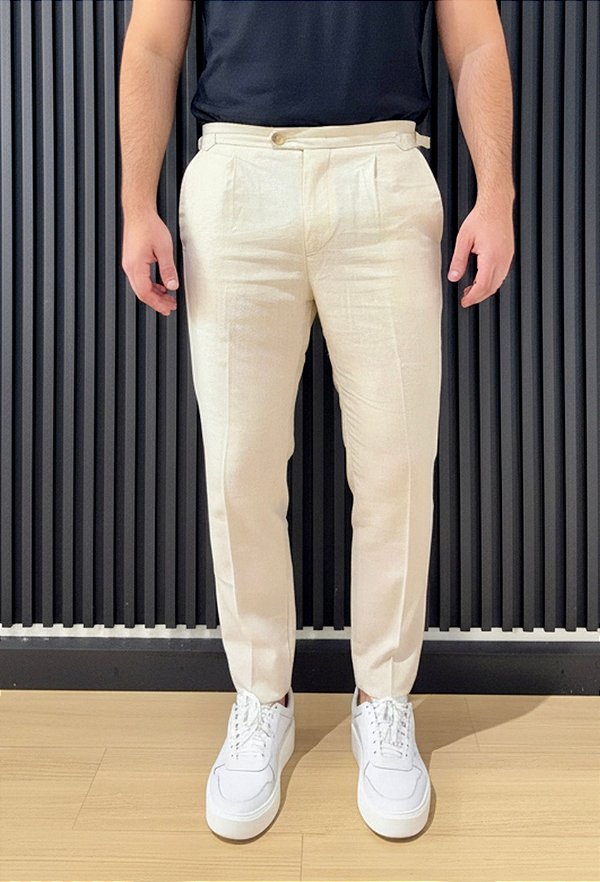 Calça Alfaiataria Linho Mykonos Natural Vidic