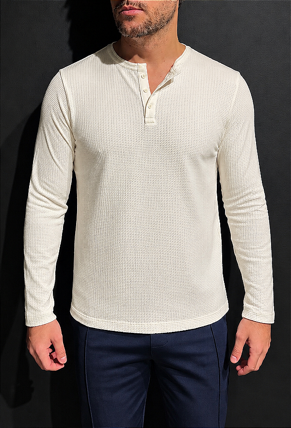 Henley Manga Longa Texturizada Vidic Off