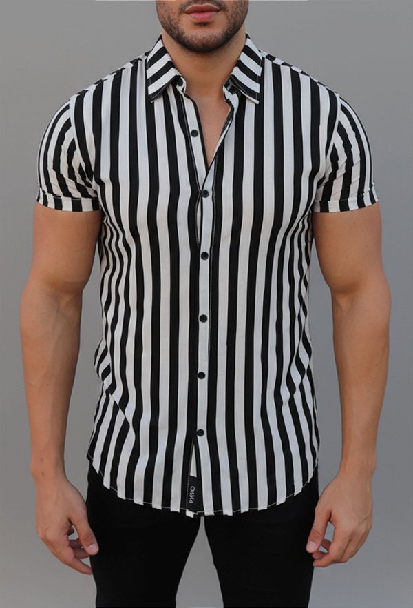 Camisa Masculina Listrada Linho
