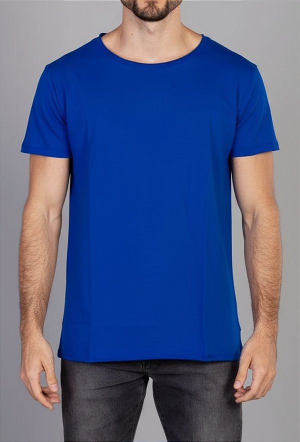 Camiseta Azul Gola Canoa Basica VIDIC