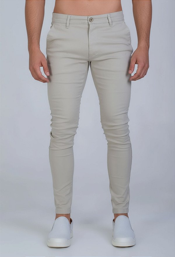 Calça Sarja Alfaiataria Super Skinny Areia