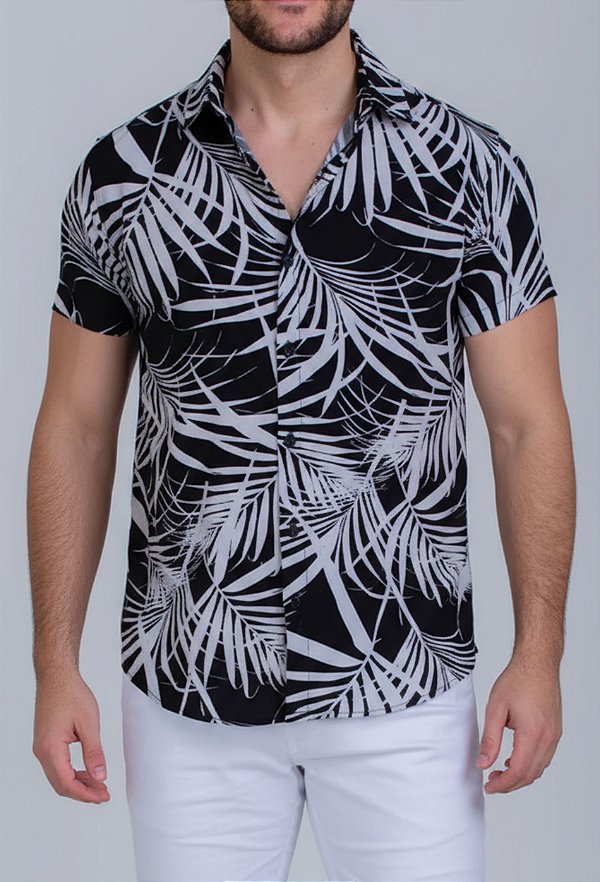 Camisa Folhagem Black Vidic Viscose