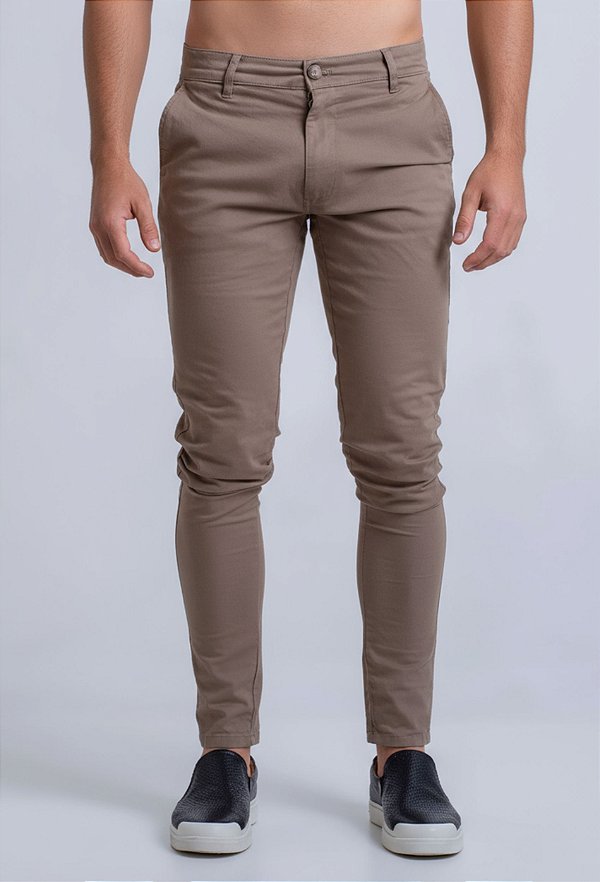 Calça Sarja Alfaiataria Super Skinny Caqui