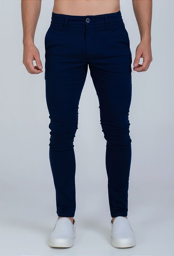 Calça Sarja Alfaiataria Super Skinny Azul Marinho