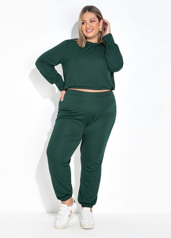 Conjunto Verde Blusa E Calça Cropped Plus Size