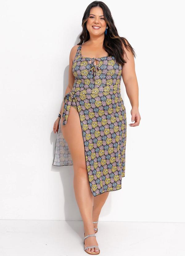 Saída De Praia Margaridas Em Poliflex Plus Size