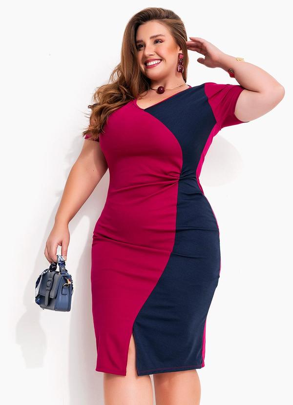 Vestido Púrpura Em Malha Plus Size