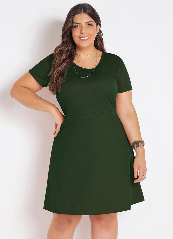 Vestido Verde Militar Em Malha Plus Size