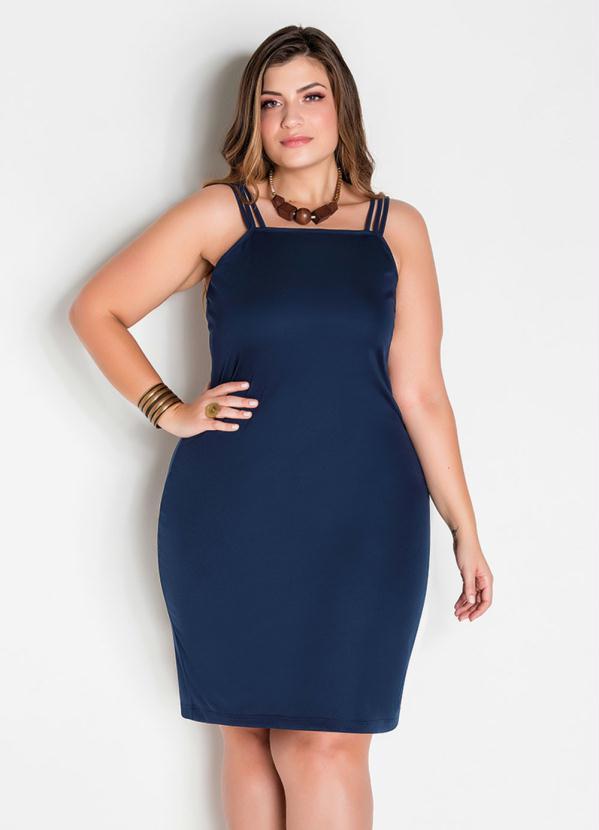 Vestido De Alças Marinho Plus Size