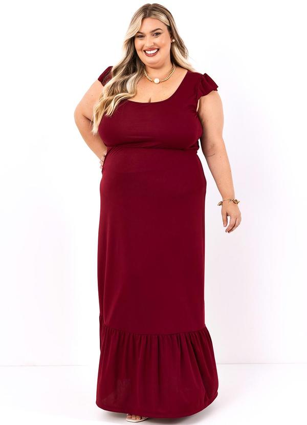 Vestido Bordô Em Malha Plus Size