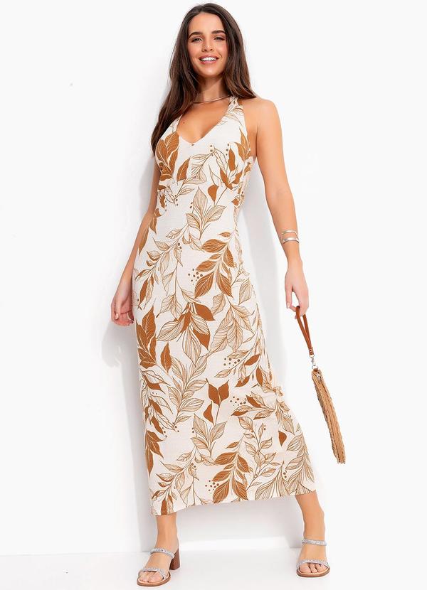 Vestido Folhagem Natural Em Malha De Viscose Tex
