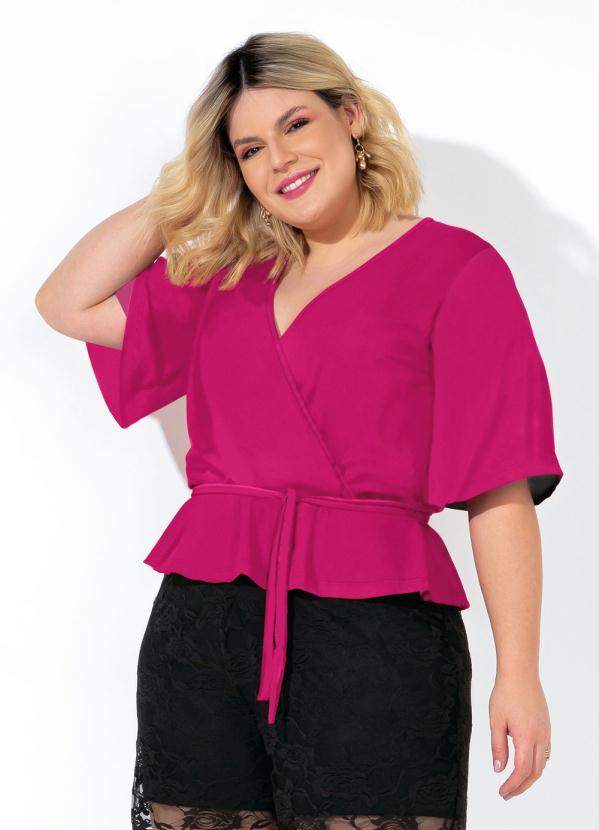 Blusa Pink Com Faixa Gratis Plus Size