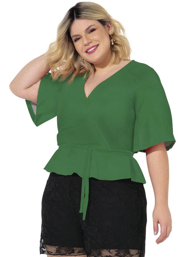 Blusa Verde Com Faixa Gratis Plus Size