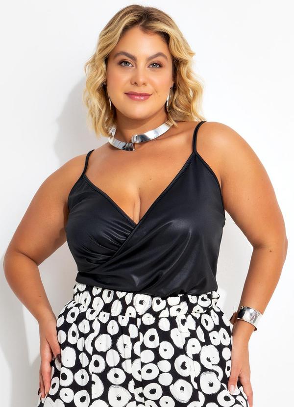 Blusa Preta Em Cirrê Com Drapeado
