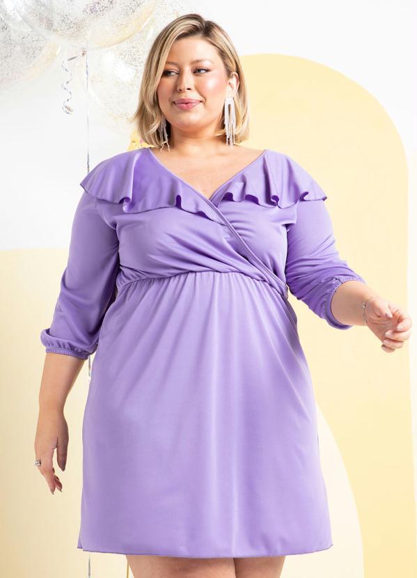 Vestido Roxo Com Babado Plus Size