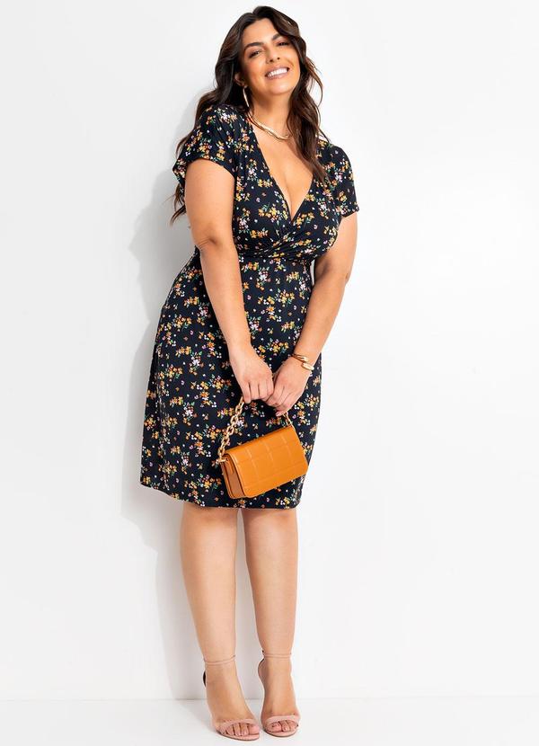 Vestido Floral Miúdo Em Malha Fria