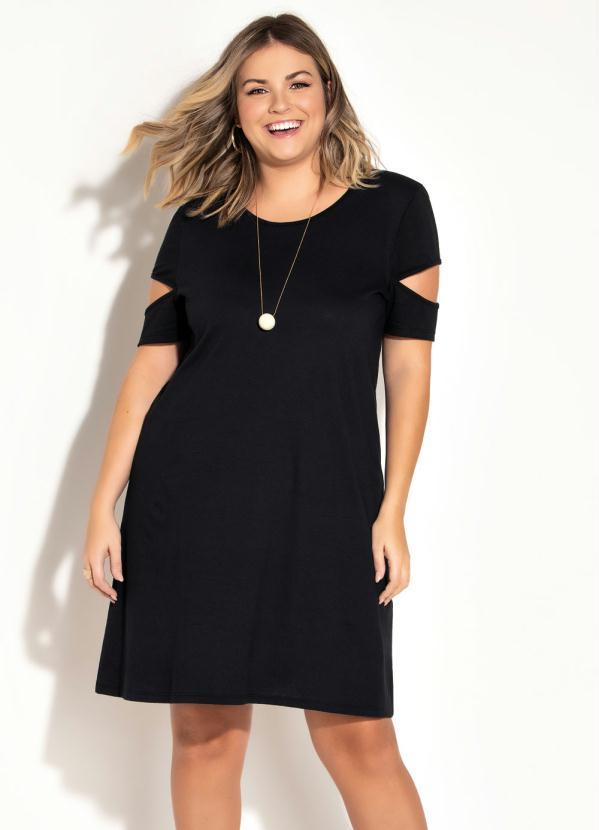 Vestido Preto Com Recortes Vazados