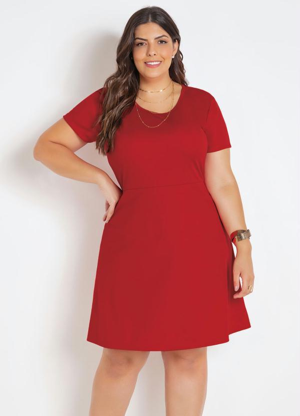Vestido Evasê Vermelho Plus Size