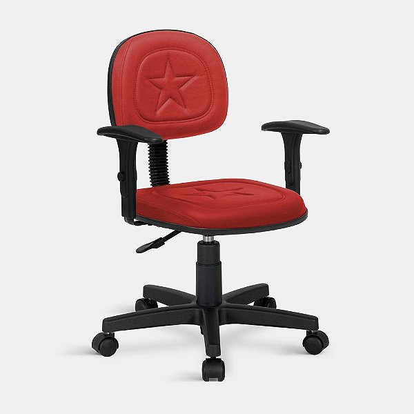 Cadeira Secretaria Estrela Giratória Universal C/Braços Vermelha