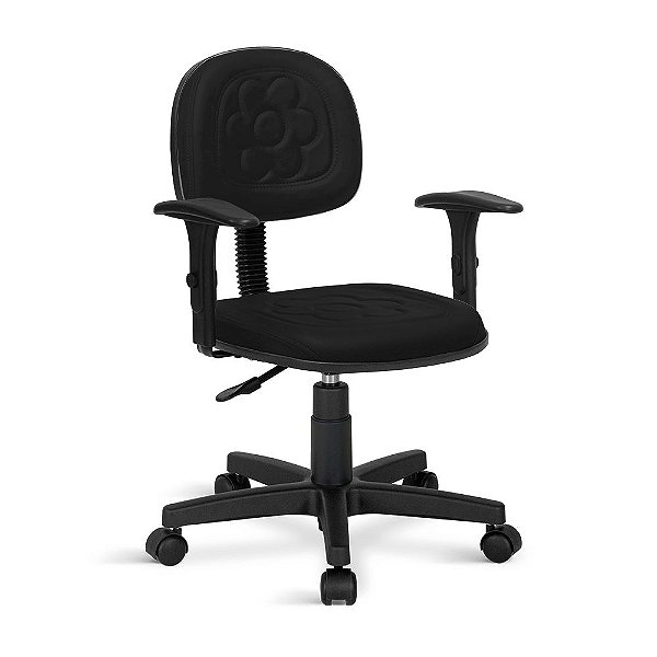 Cadeira Secretaria Flor Giratória Universal C/Braços Preta
