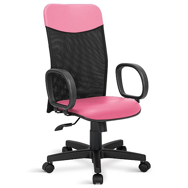 Cadeira Presidente Marsala Giratória Relax C/Braços Rosa
