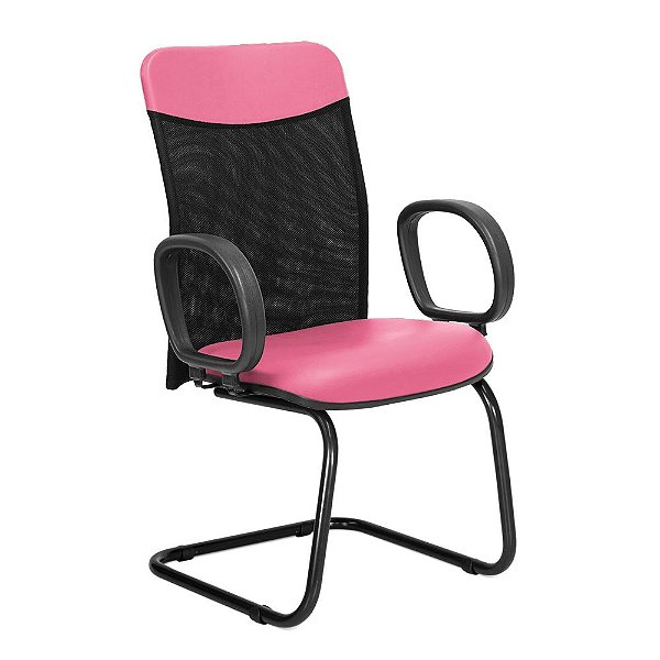 Cadeira Diretor Marsala Pé Continuo C/Braços Rosa