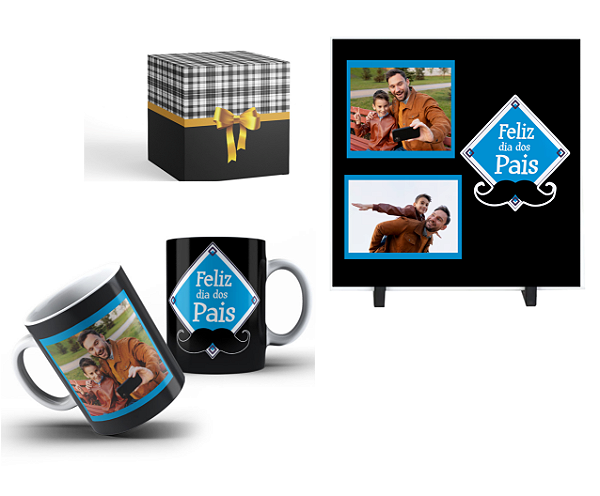 KIT DIA DOS PAIS CANECA + AZULEJO PERSONALIZADOS