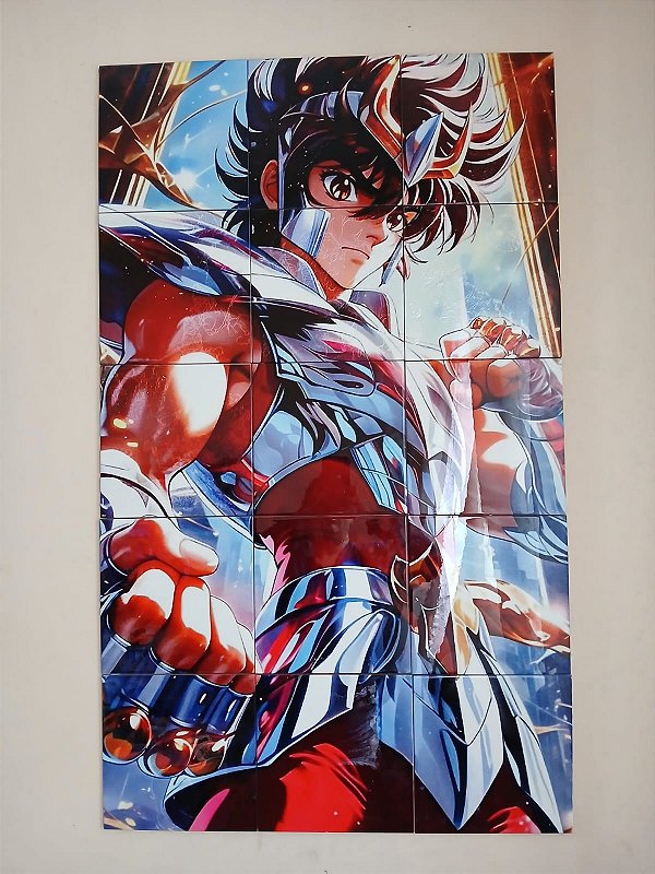 Mosaico com Azulejo 20x20 ( 15 peças ) Seya de Pégasus Cavaleiros do Zodíaco