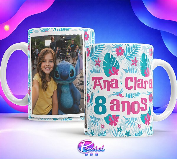 Caneca Criança Menina Self com Personagem Aniversário