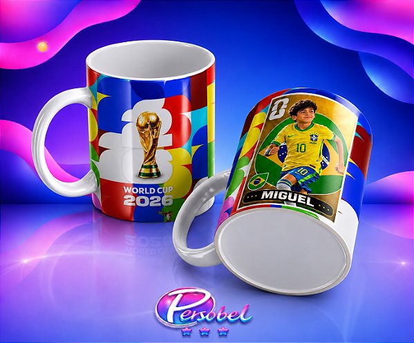 Caneca Temática Personalizada com Foto e nome Brasil 2026 Lembrança Presente